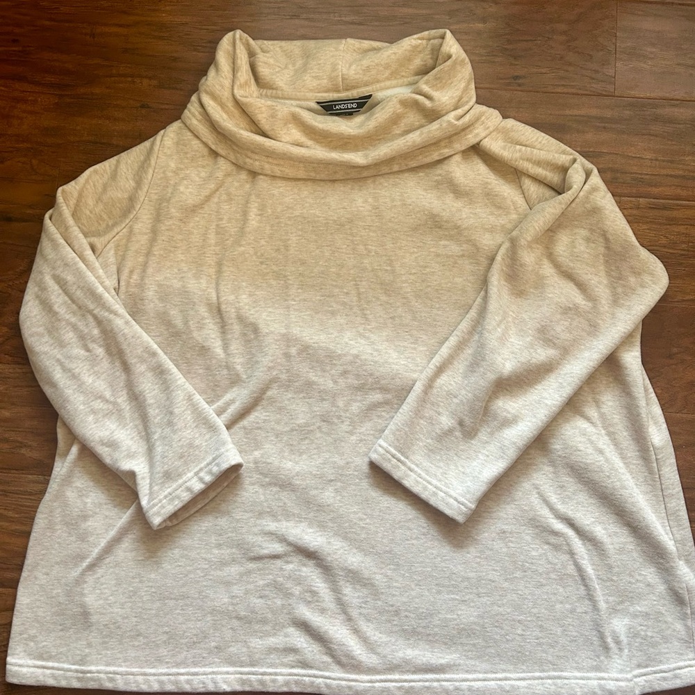 Lands End Women’s Tan Cowl Neck Sweater in a size 2X